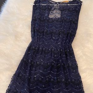 Alice + Olivia navy beaded dress